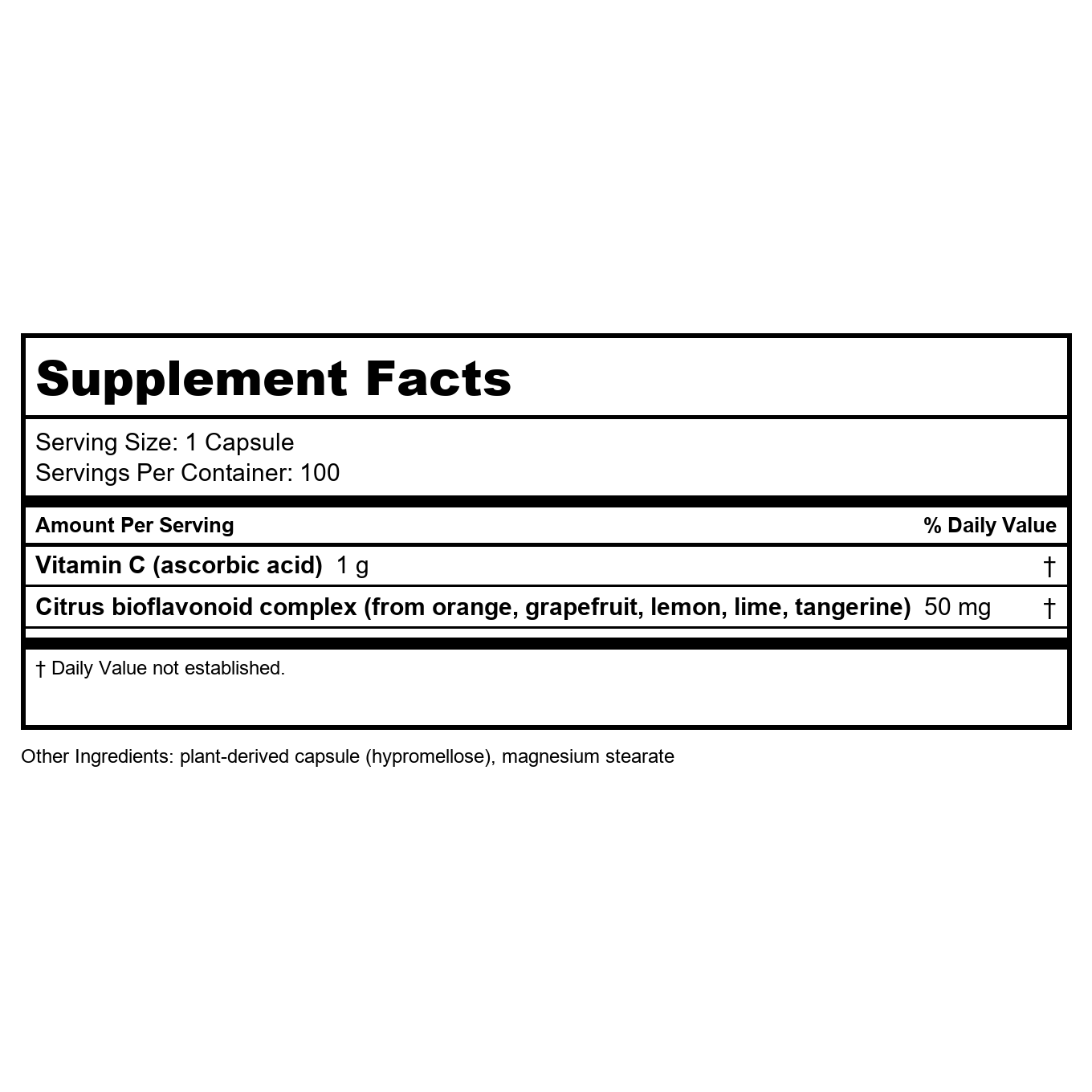 Nature's Way Vitamin C with Bioflavonoids, 1000 mg Vitamin C per Serving, 100 Capsules