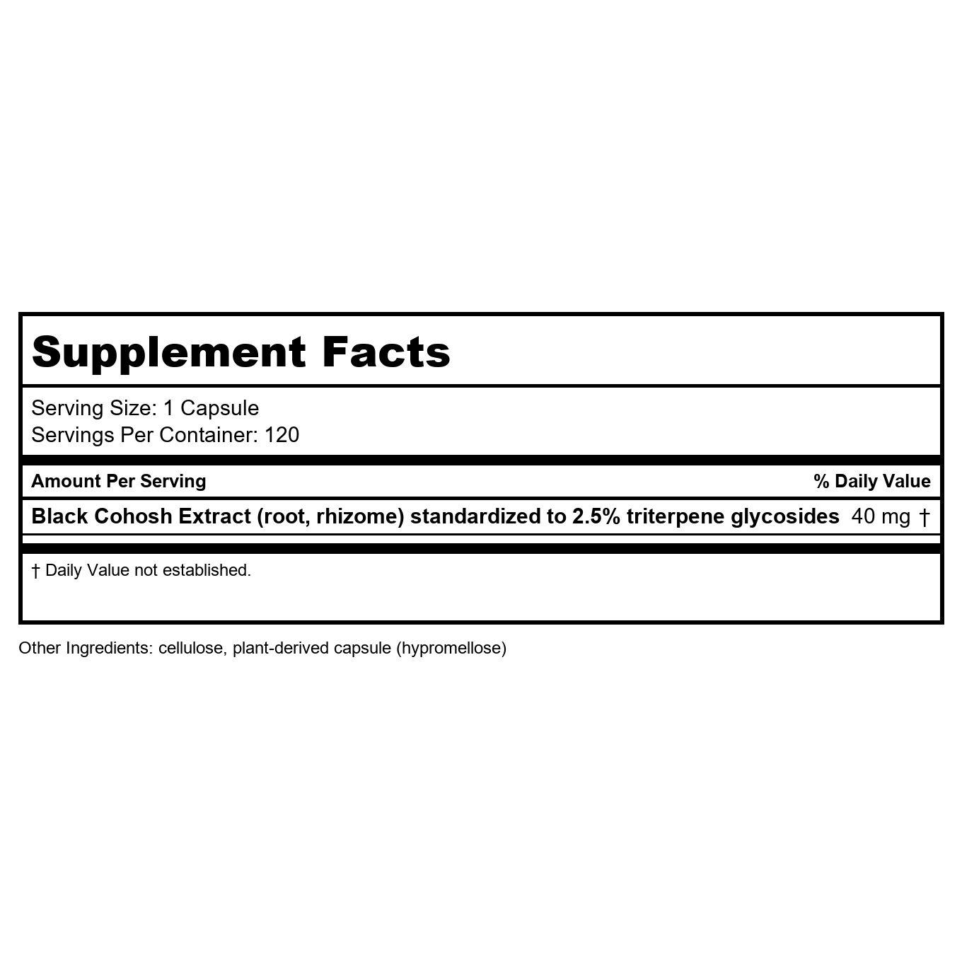 Nature's Way Black Cohosh - 40mg per Serving - Non-GMO - Gluten-Free - 120 Capsules