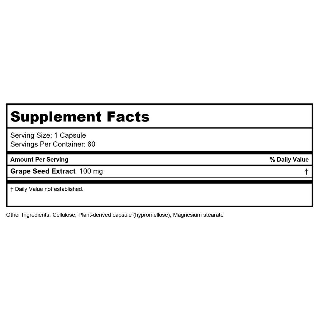 Nature's Way Premium Extract Grape Seed Standardized to 95% Polyphenols, 100 mg per serving, 60 VCaps