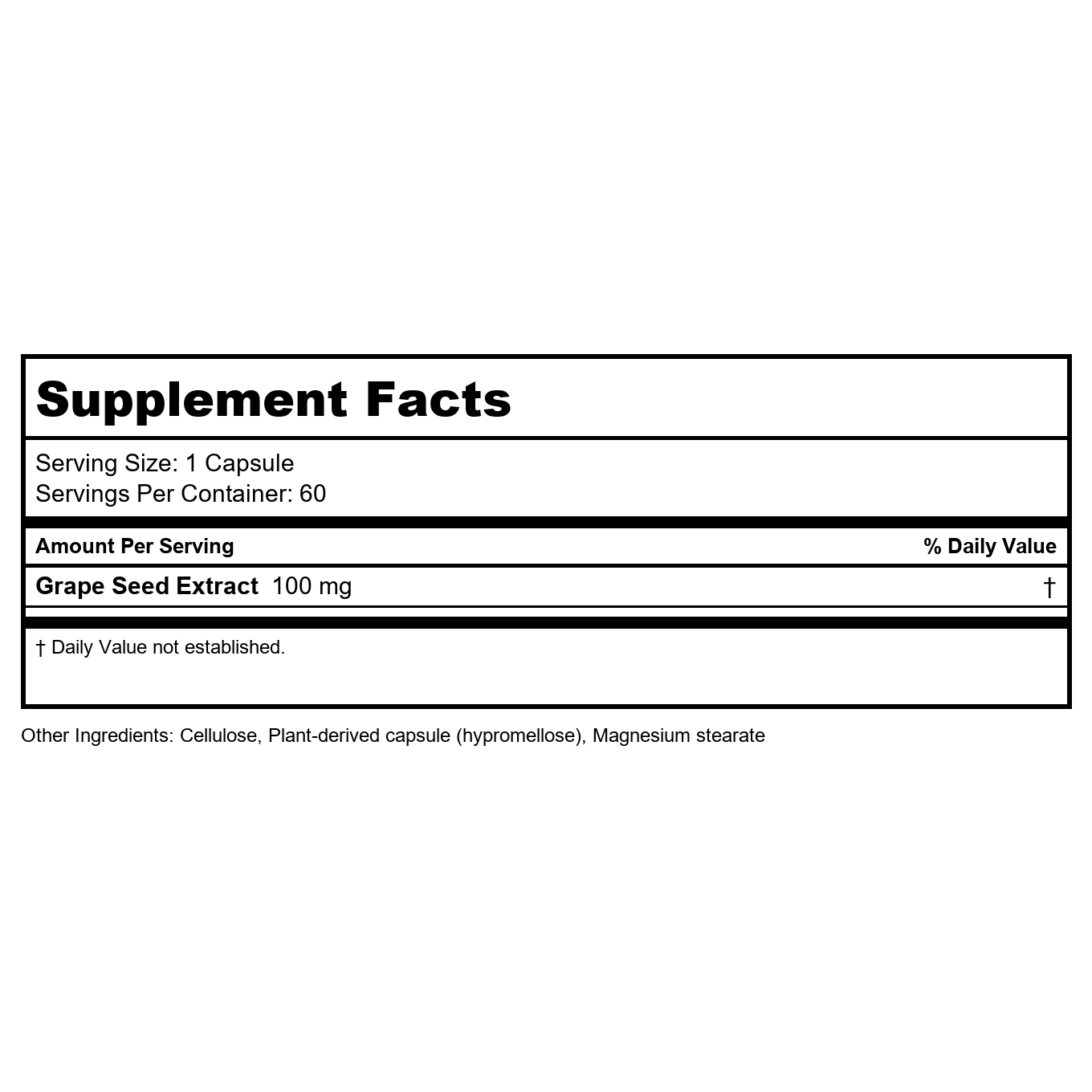 Nature's Way Premium Extract Grape Seed Standardized to 95% Polyphenols, 100 mg per serving, 60 VCaps