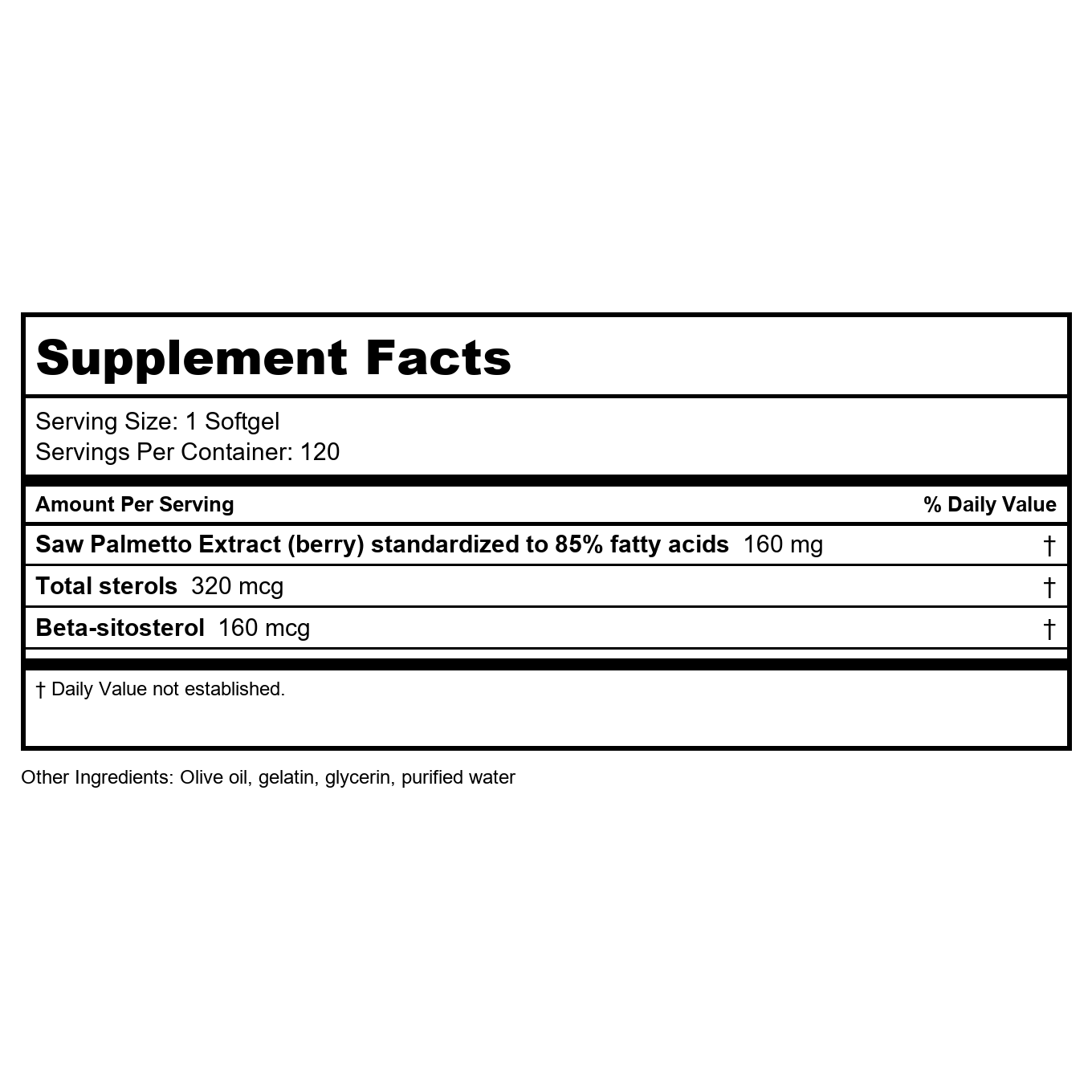 Nature's Way Saw Palmetto Standardized Extract Prostate Health, 160 mg per serving, 120 Softgels