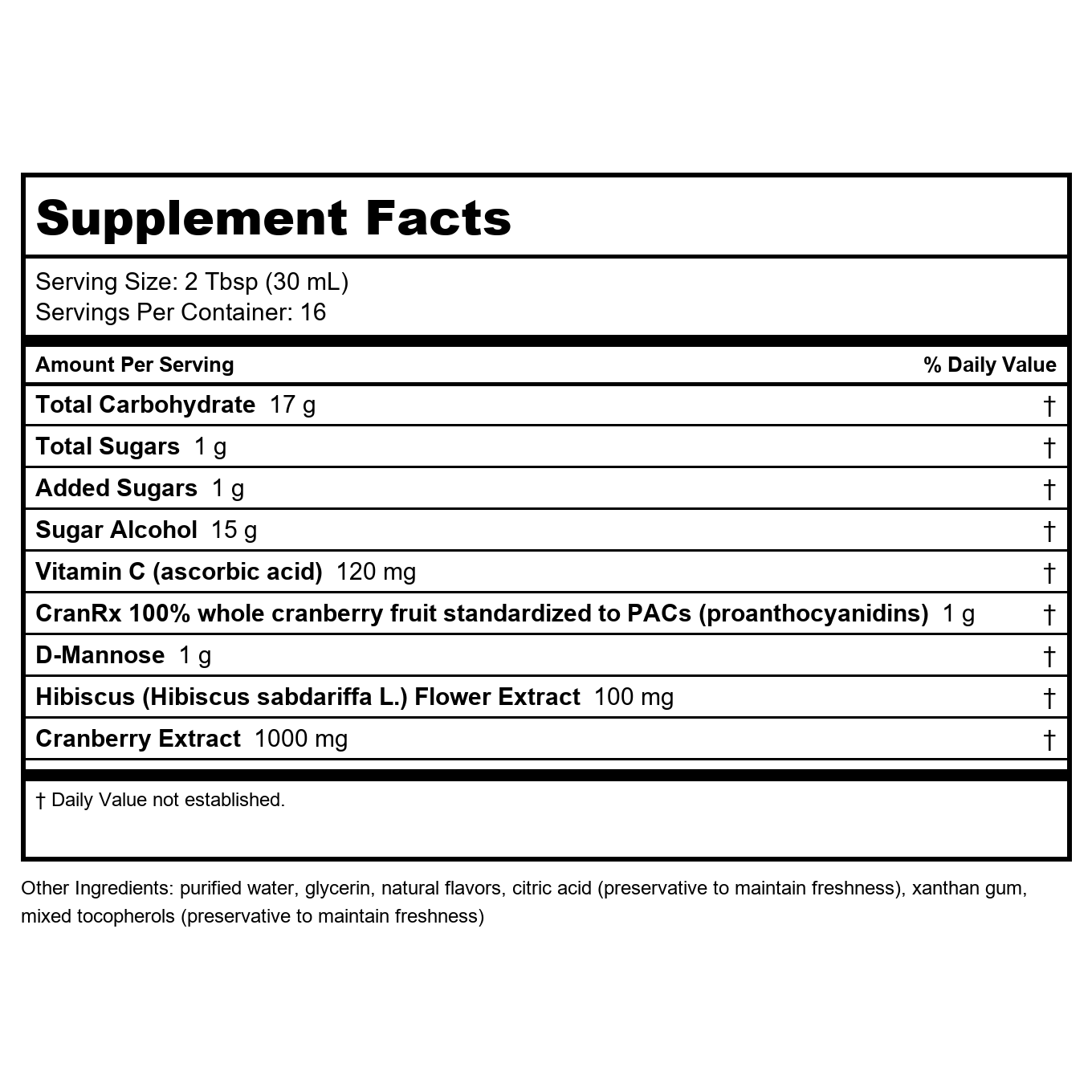 Nature's Way CranRx Extra Strength Cranberry 1,000 mg, D-Mannose + Vit C + Hibiscus, 16 fl. oz.