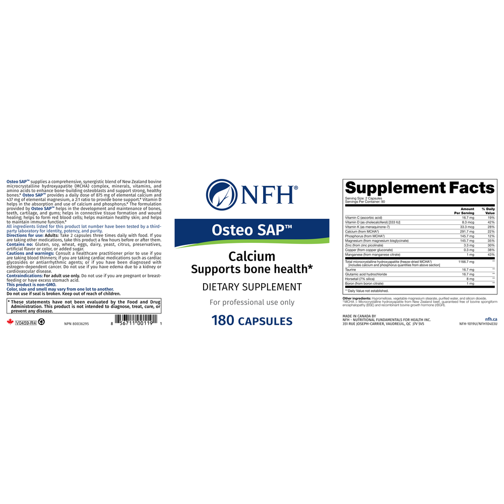 Nutritional Fundamentals for Health Osteo SAP 180 caps