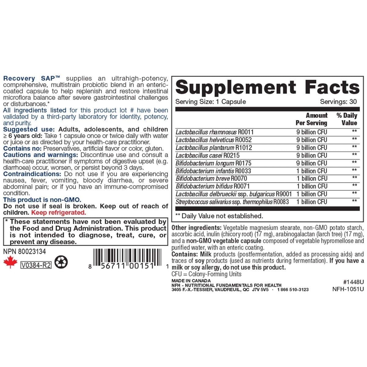 Nutritional Fundamentals for Health Recovery SAP 50 billion 30 caps