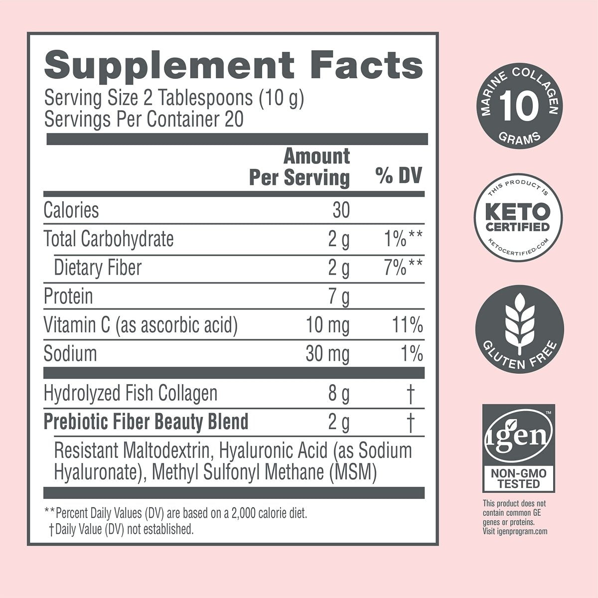 NeoCell Marine Collagen with Beauty Blend; for Skin Hydration; Healthy Hair, Nails and Joint Support; Keto Certified, Gluten Free; Unflavored Powder, 7 Ounces, 20 Servings*