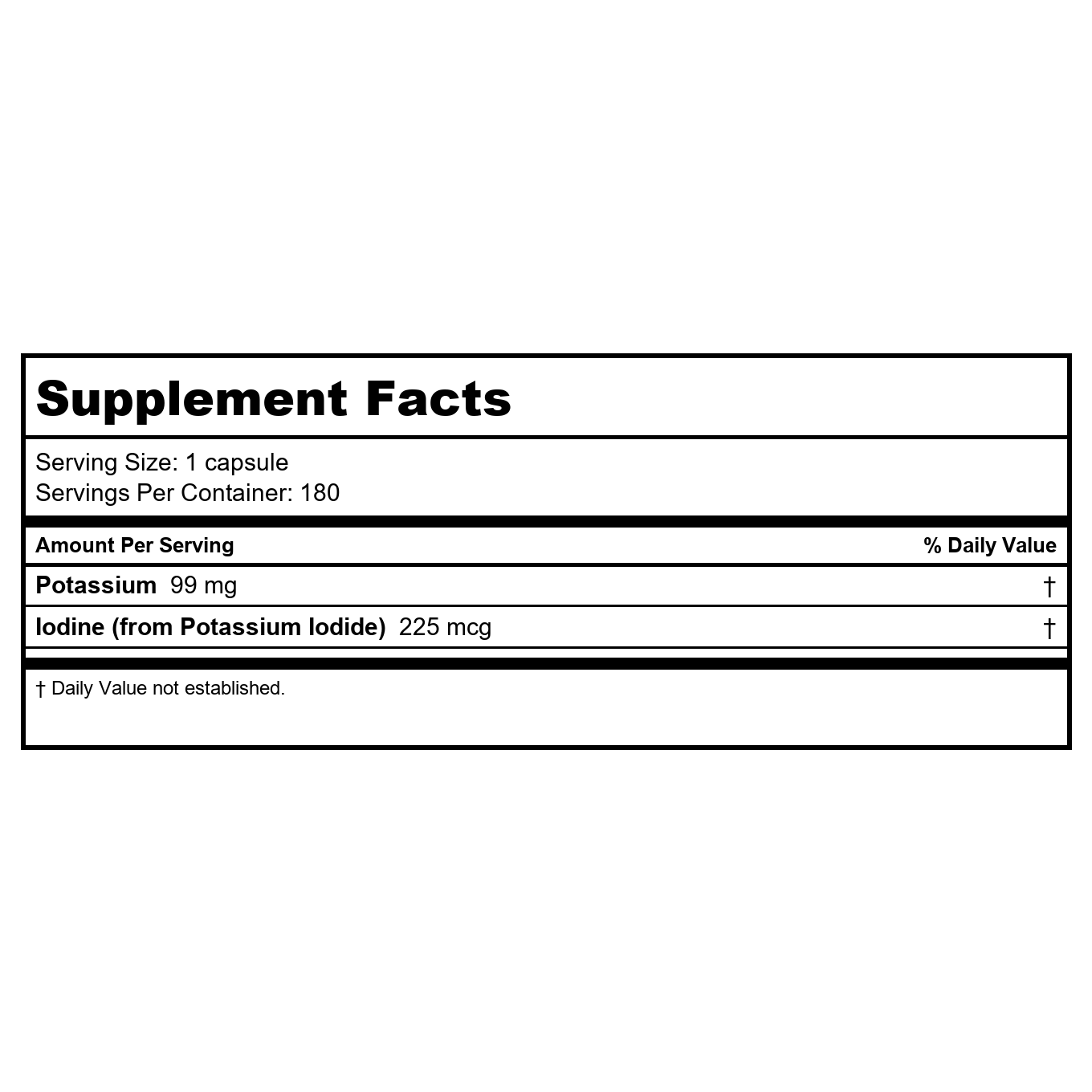 Lasante Potassium Plus Iodine (225 Mcg iodide) 99mg 180
