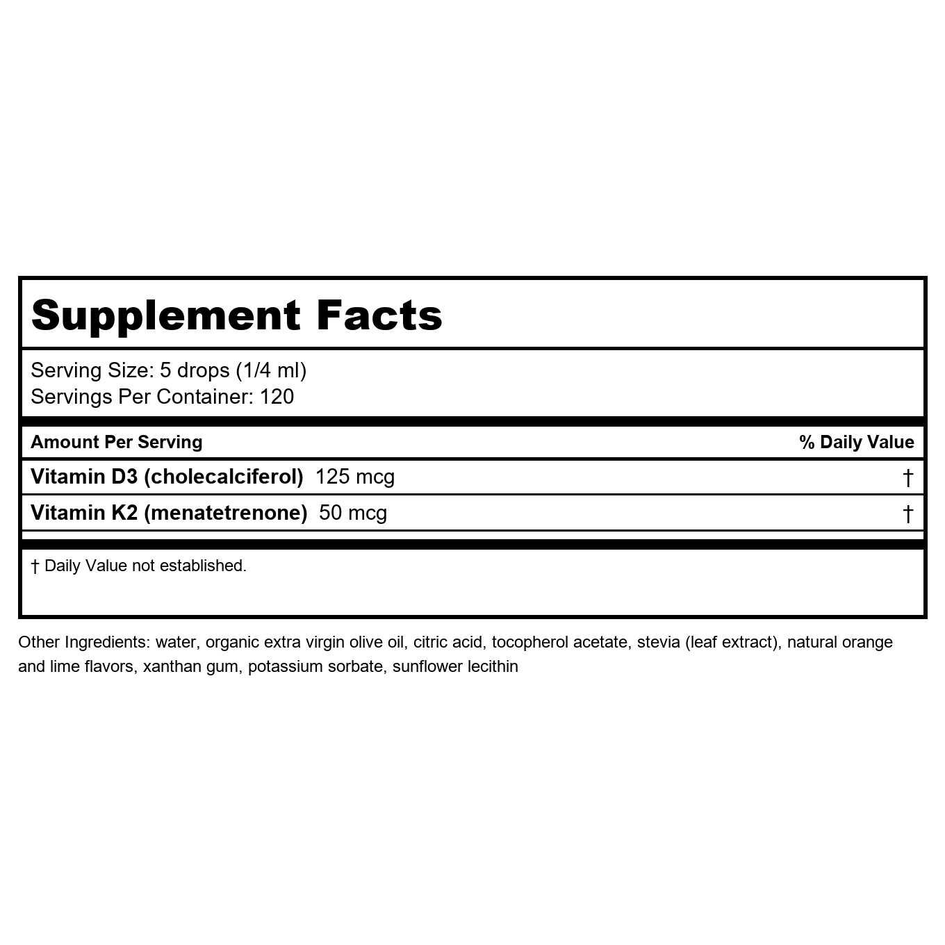 Nutra BioGenesis Vitamin D3-K2 Emulsion 1 oz