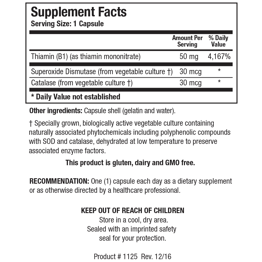 Biotics Research Thiamin 50 90 Capsules