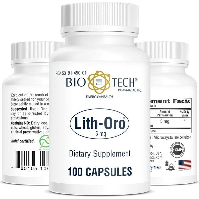 BioTech Lith-Oro 5mg 100 Capsules - 3 Pack