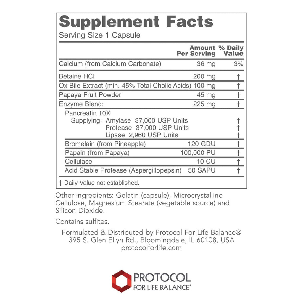 Protocol for Life Balance Enzymes-HCL 120 Capsules - P2963