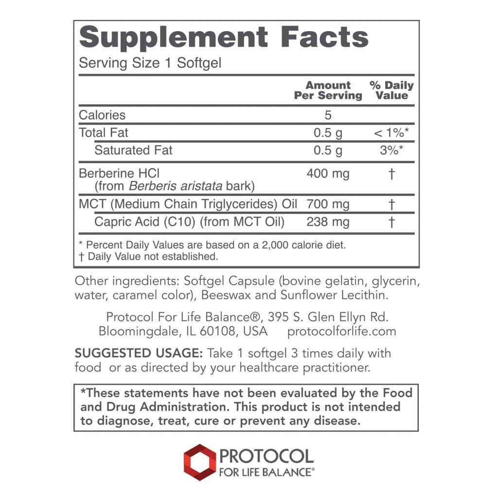 Protocol for Life Balance Glucose Management with Berberine HCL 90 Softgels - P4600