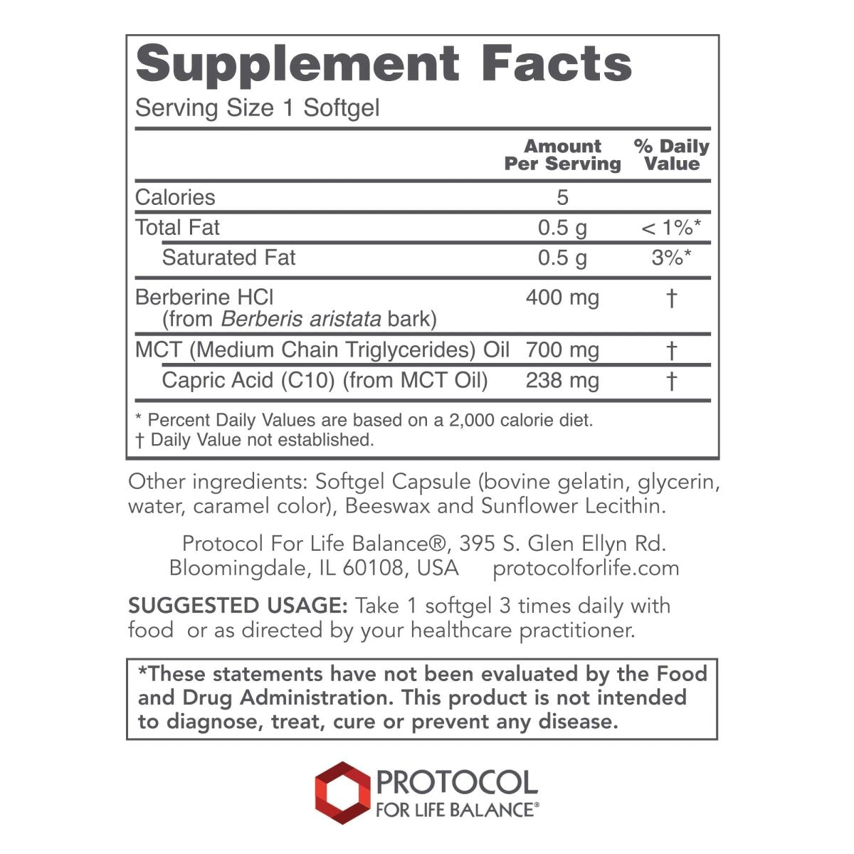 Protocol for Life Balance Glucose Management with Berberine HCL 90 Softgels - P4600
