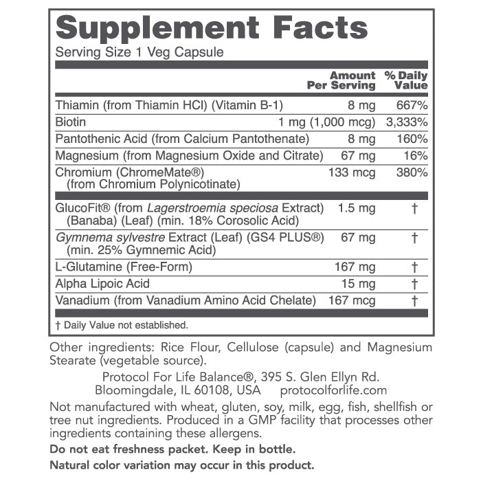 Protocol For Life Balance Glucose Balance 90 Vcaps - P3318