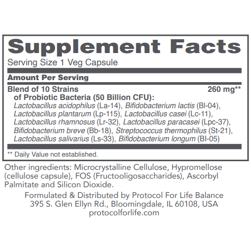 Protocol for Life Balance ProtoDophilus 50 Billion 10 Strains 50 Vcaps - P2928