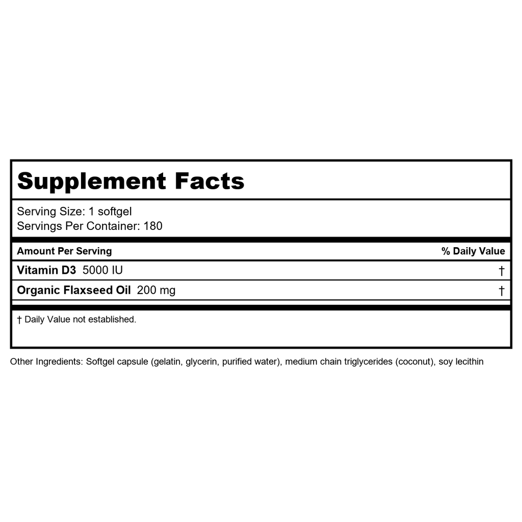 Bioclinic Naturals Vitamin D3 5000 IU 180 Softgels