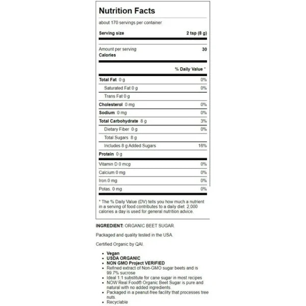 Now Real Food Beat Sugar Organic 3 Pounds - 6910 - 2 Pack