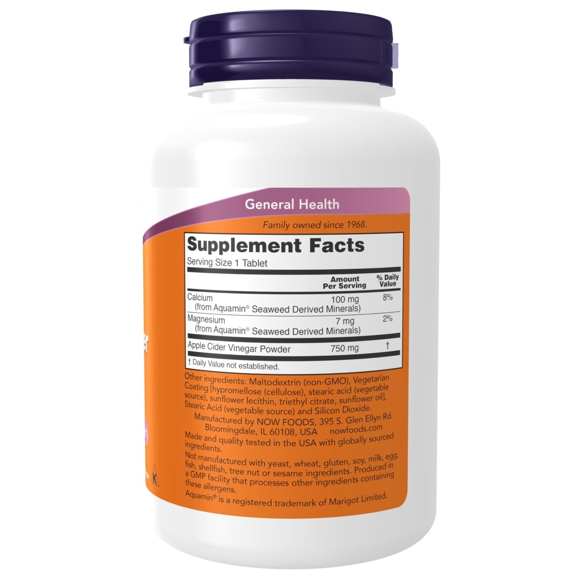 Now Foods Extra Strength Apple Cider Vinegar 750mg 180 Tablets - 3376