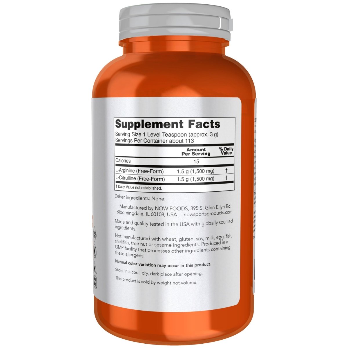 Now Sports Arginine & Citrulline Powder 12oz - 0204