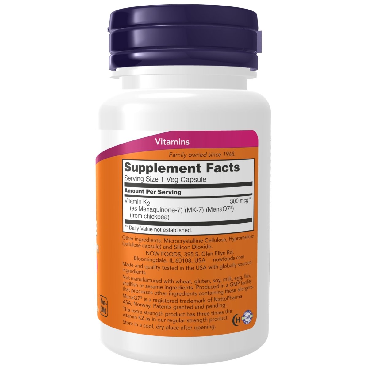 Now Foods MK-7 Vitamin K-2 Extra Strength 300 mg 60 Vcaps - 0994