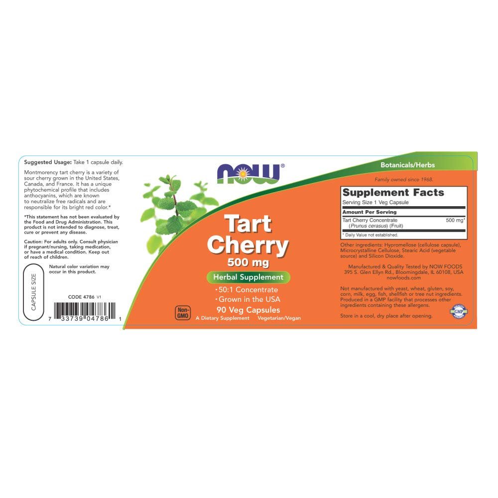 Now Foods Tart Cherry 500mg 90 Vcaps - 4786