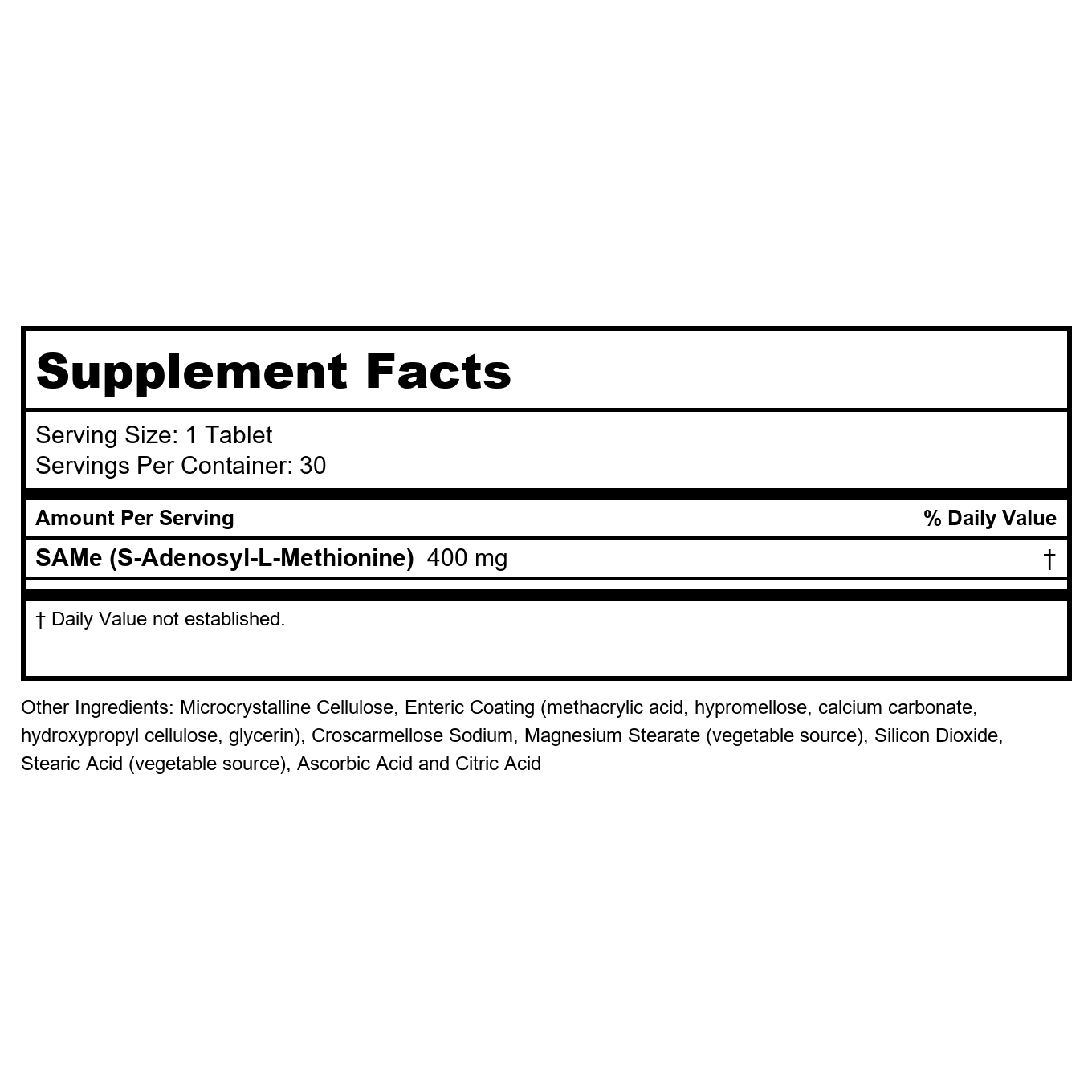 Protocol For Life Balance SAMe 400mg 60 Tablets