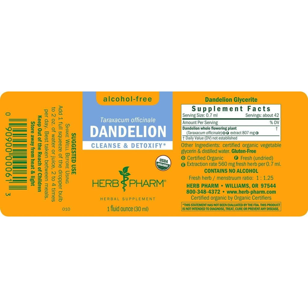 Herb Pharm Dandelion Alcohol Free 1oz