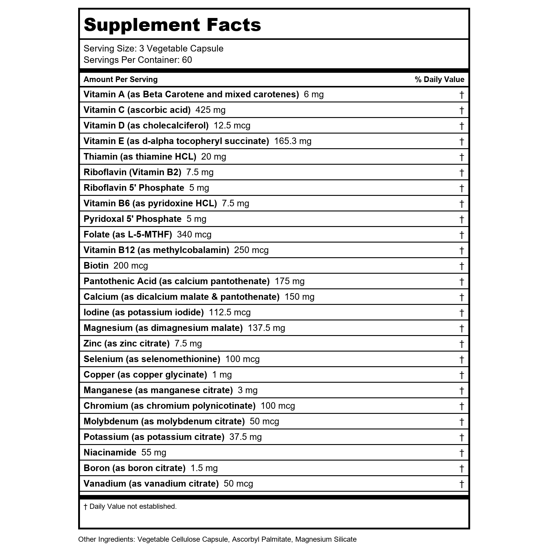 Vital Nutrients Multi-Nutrients With Iron & Iodine 180 Capsules