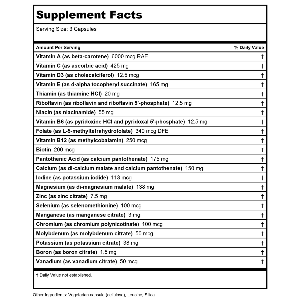 Vital Nutrients Multi-Nutrients 3 Citrate Malate Formula 180 Vcaps