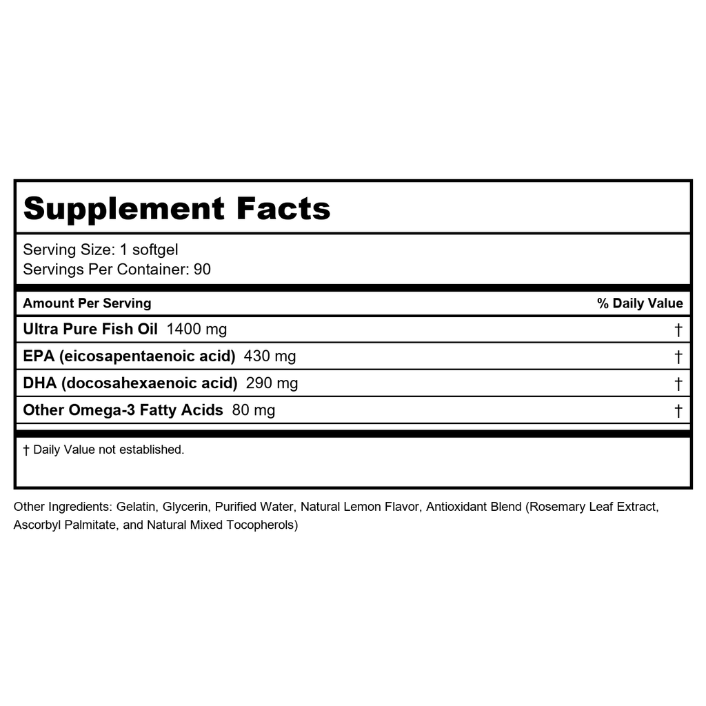 Vital Nutrients Ultra Pure Fish Oil 800 Lemon 90 Softgels