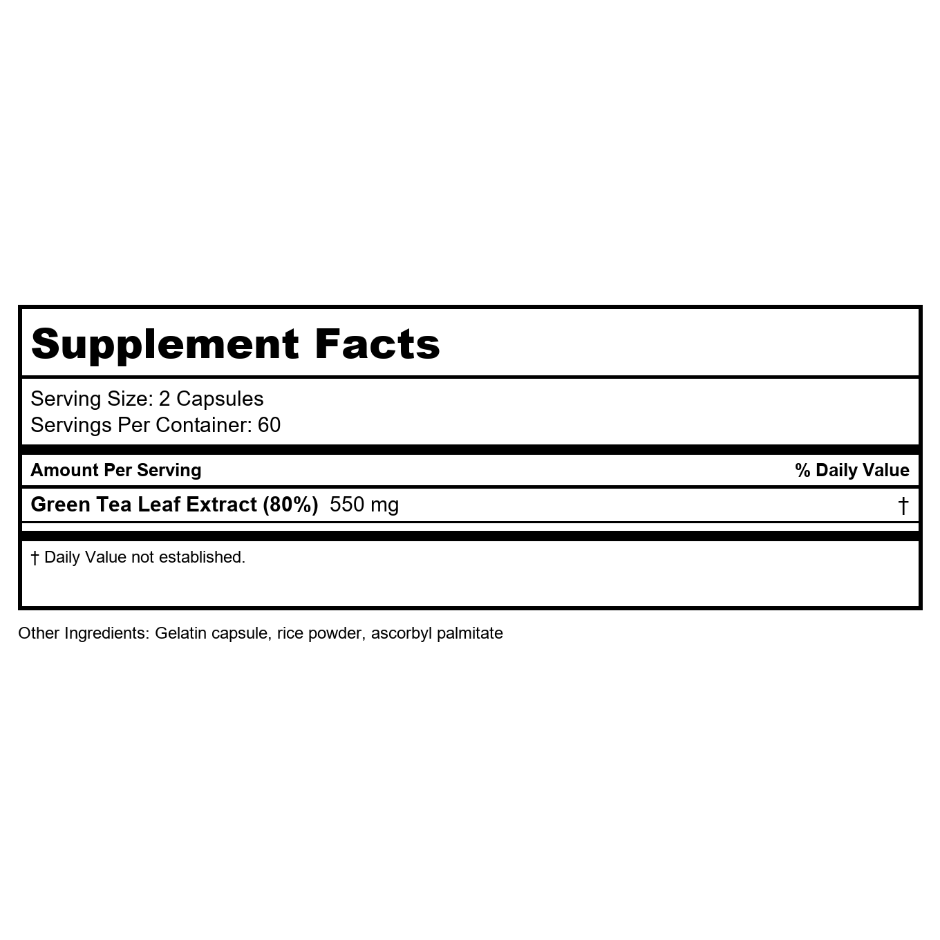 Vital Nutrients Green Tea Extract 80% 275mg 120 Vcaps