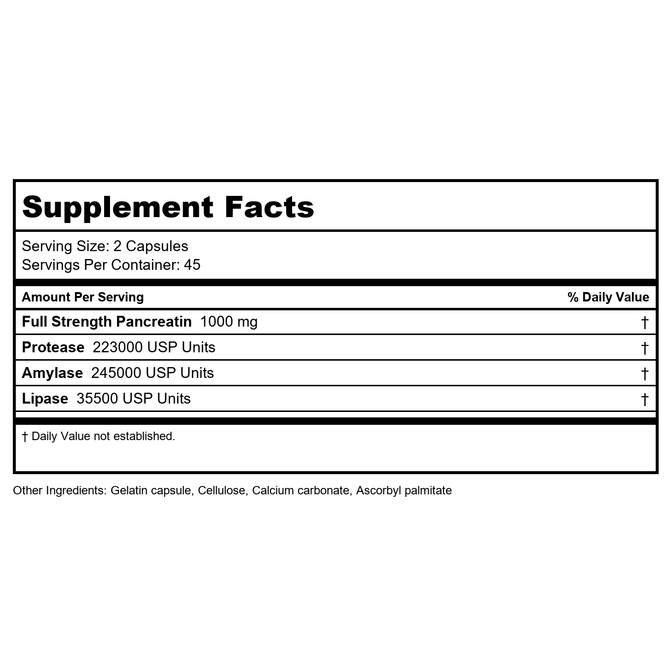 Vital Nutrients Pancreatic Enzymes 500mg 90 Capsules