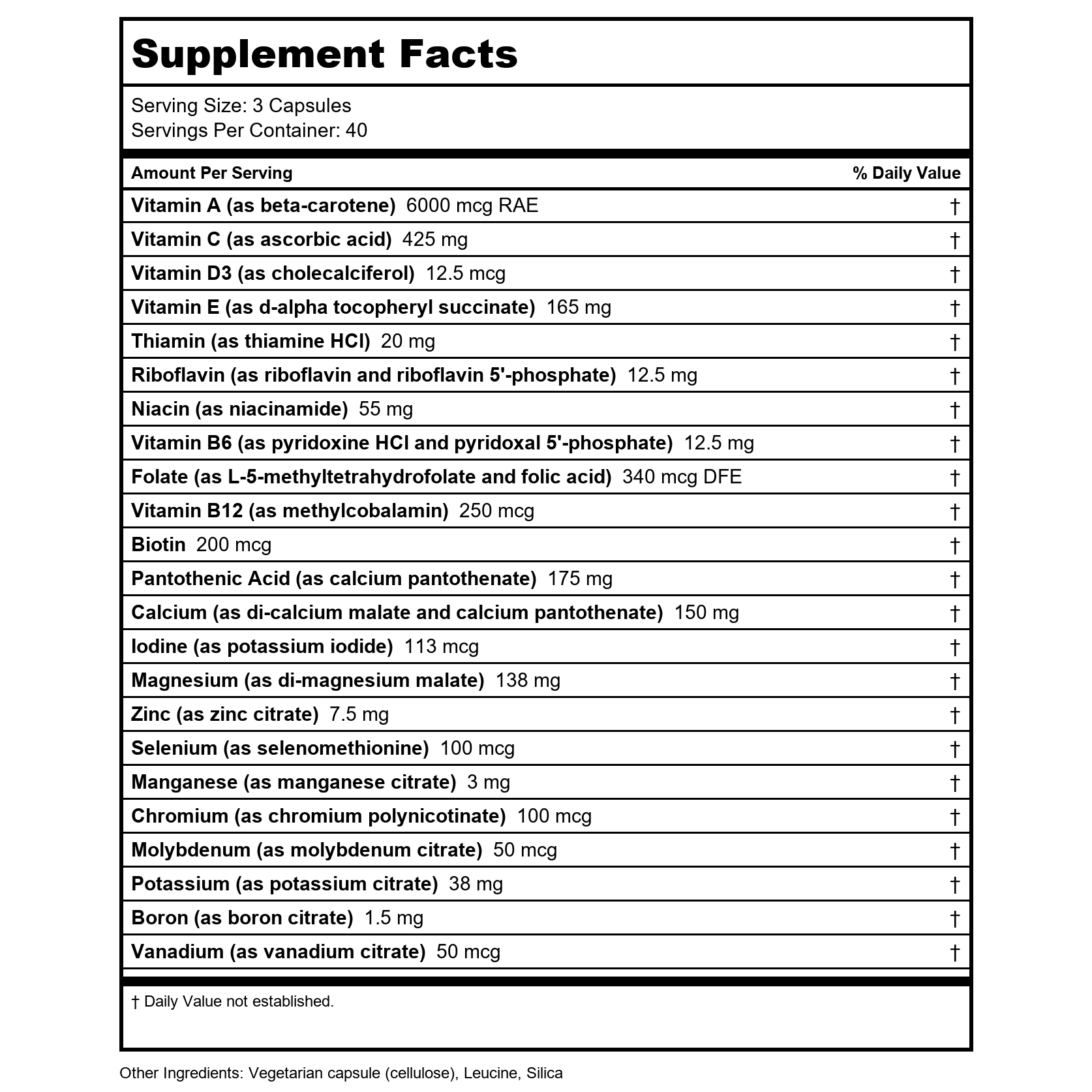 Vital Nutrients Multi-Nutrients 5 120 Capsules