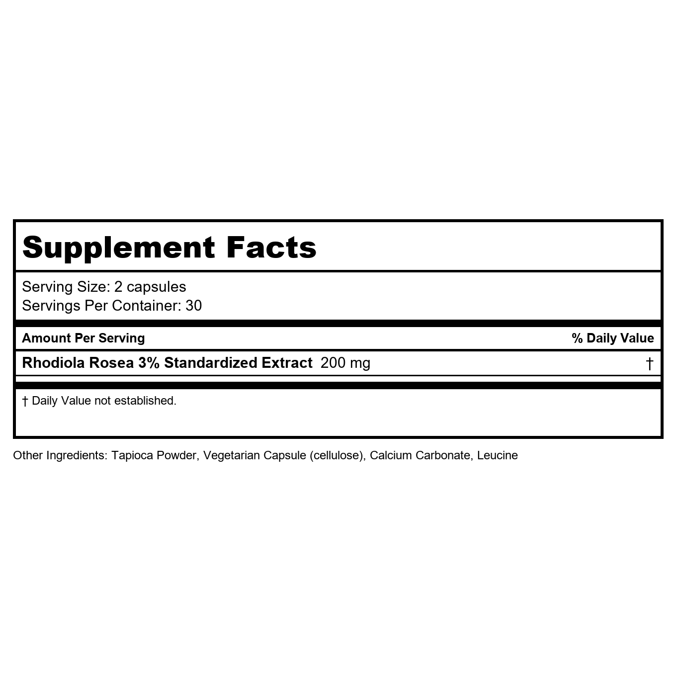 Vital Nutrients Rhodiola Rosea 3% 200mg 60 Vcaps
