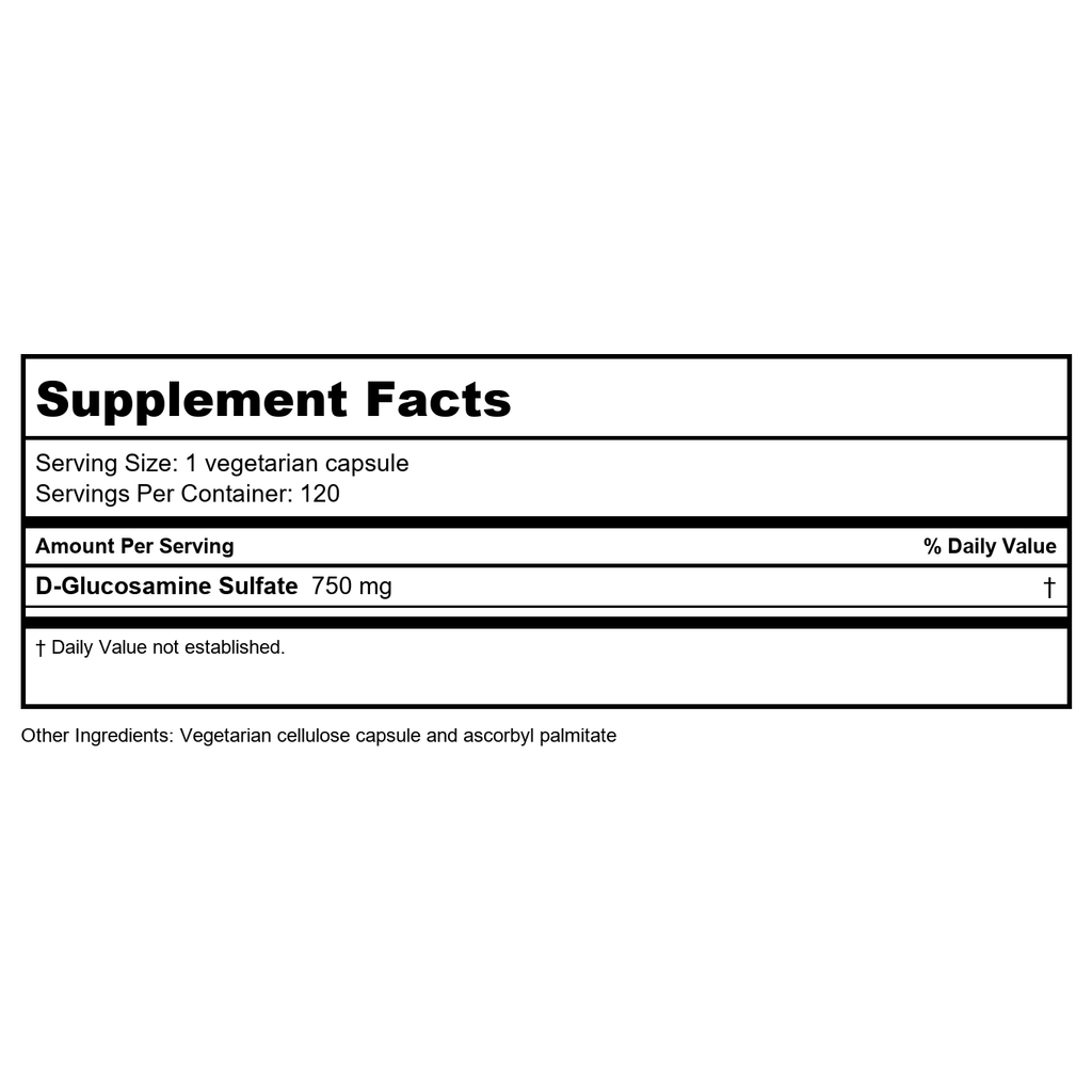 Vital Nutrients Glucosamine Sulfate 750mg 120 Vcaps