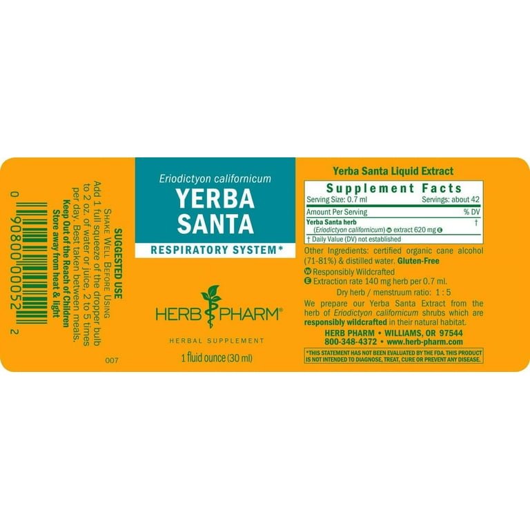 Herb Pharm Yerba Santa 1oz