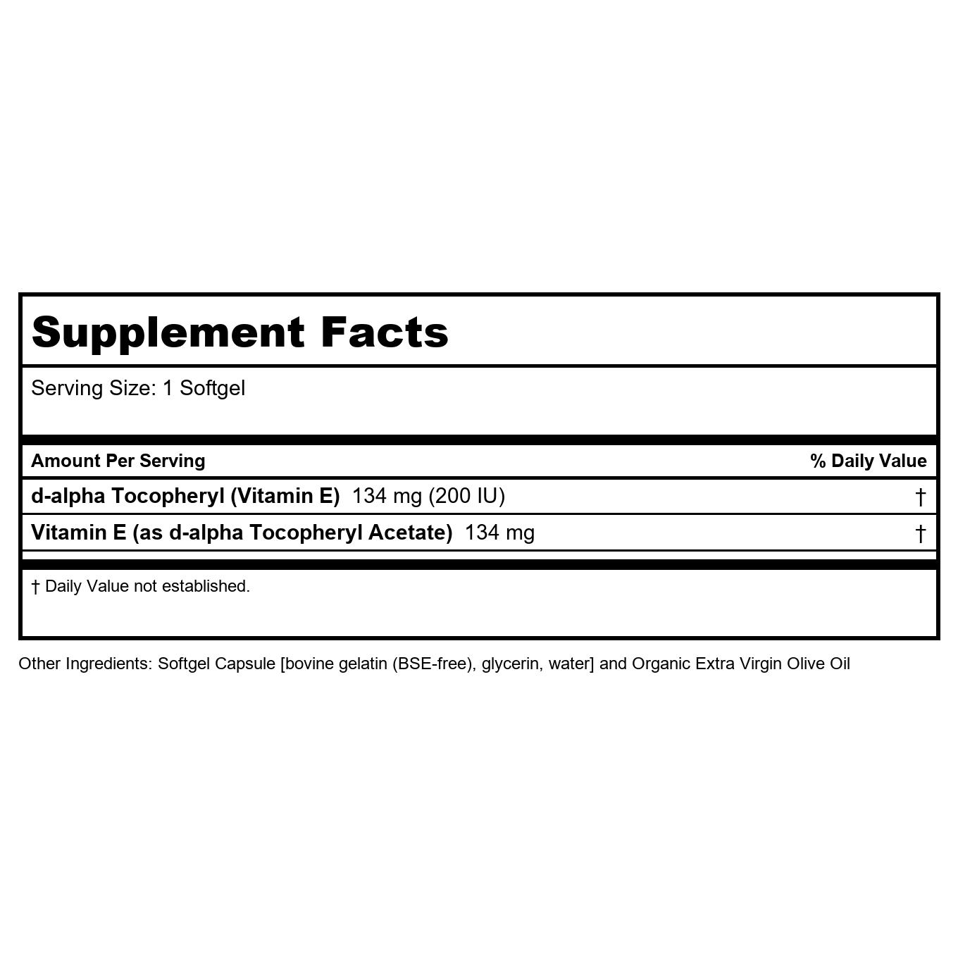 Now Foods Vitamin E-200 D-Alpha Tocopheryl 100 Softgels - 0825