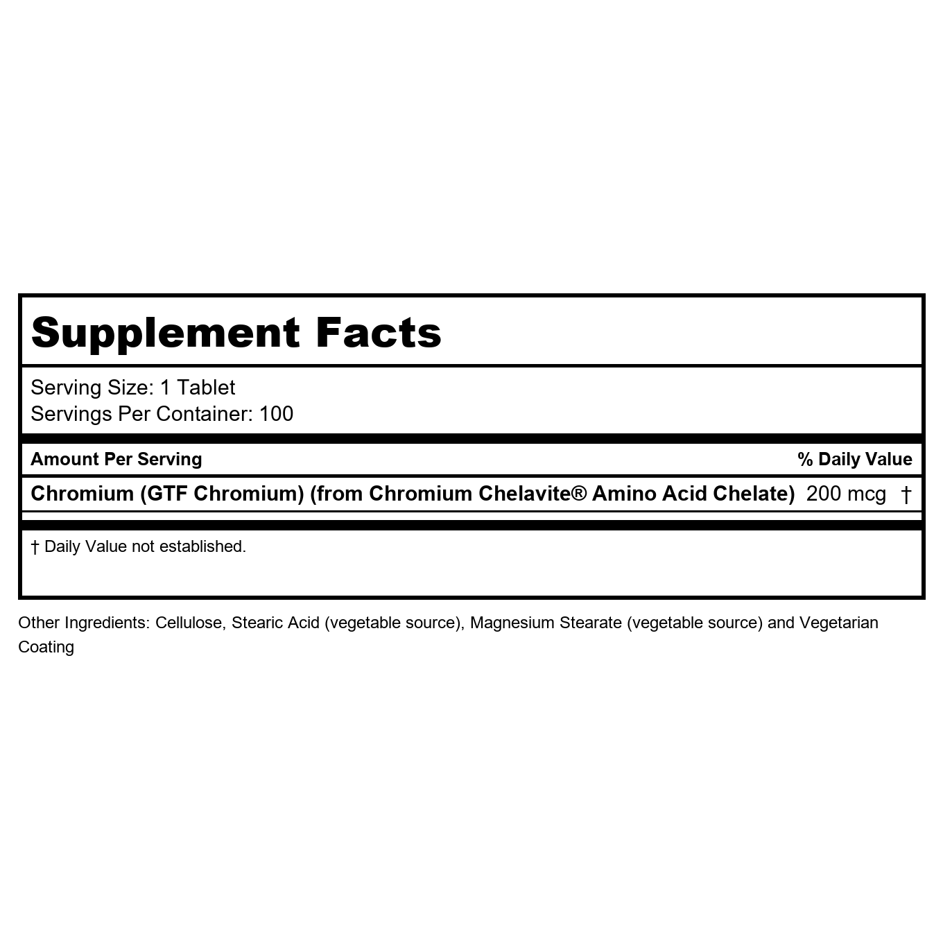 Now Foods GTF Chromium 200 mcg Yeast Free 100 Tablets - 1430
