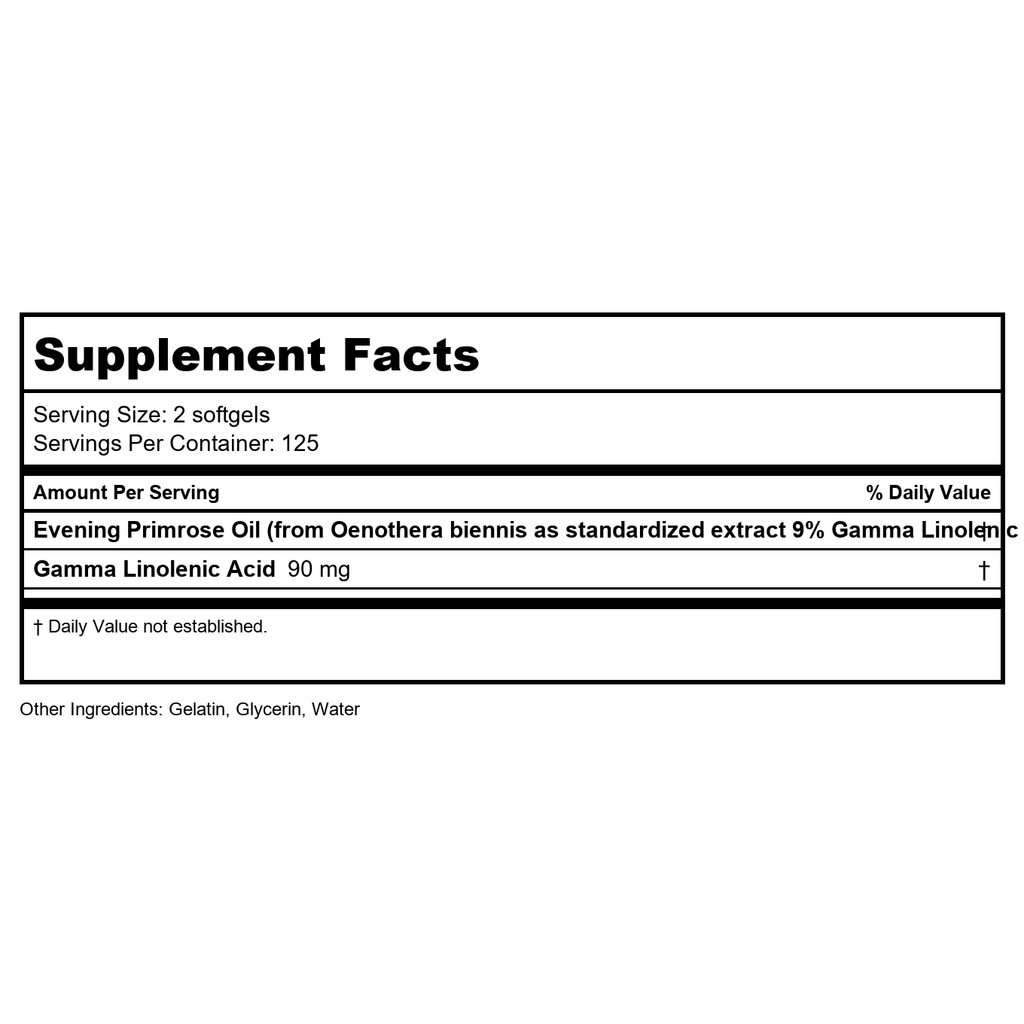 Vital Nurtrients Evening Primrose Oil 250 Softgels