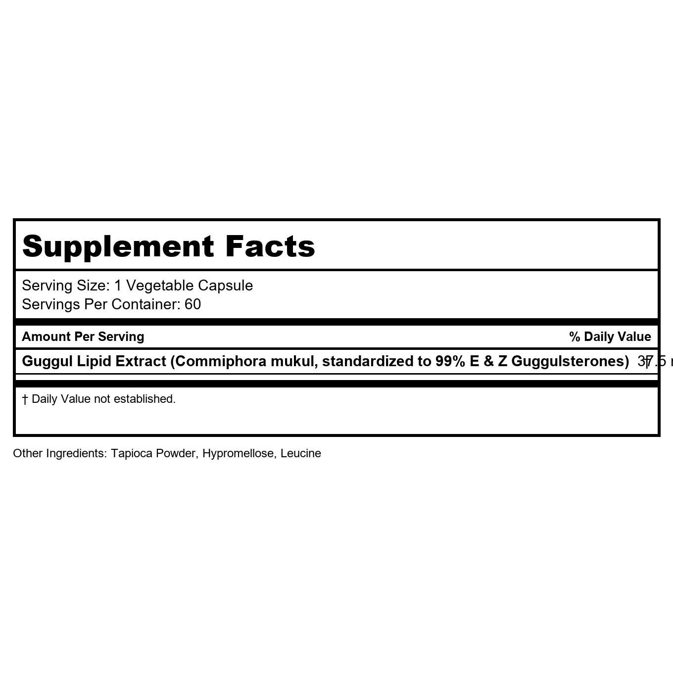 Vital Nutrients Guggul E&Z Extract 99% 75mg 60 Vcaps