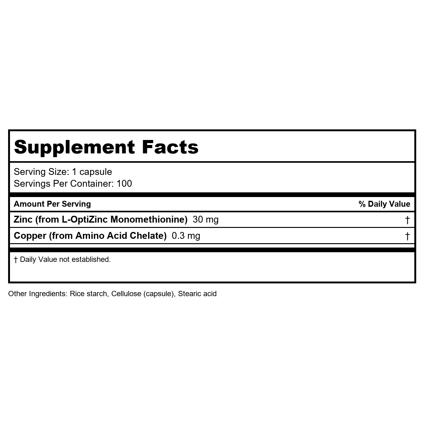 Now Foods L-OptiZinc 30mg 100 Vcaps - 1510 - 2 Pack