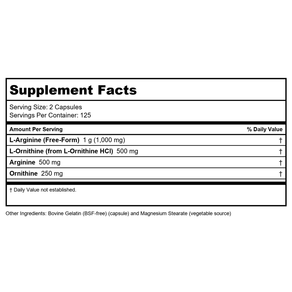 Now Sports Arginine & Ornithine 500 mg / 250 mg 250 Vcaps - 0042