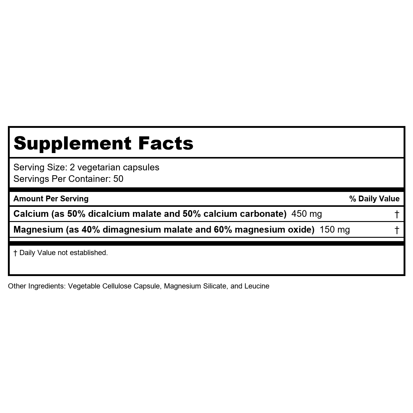 Vital Nutrients Calcium & Magnesium 225mg / 75mg 100 Vcaps