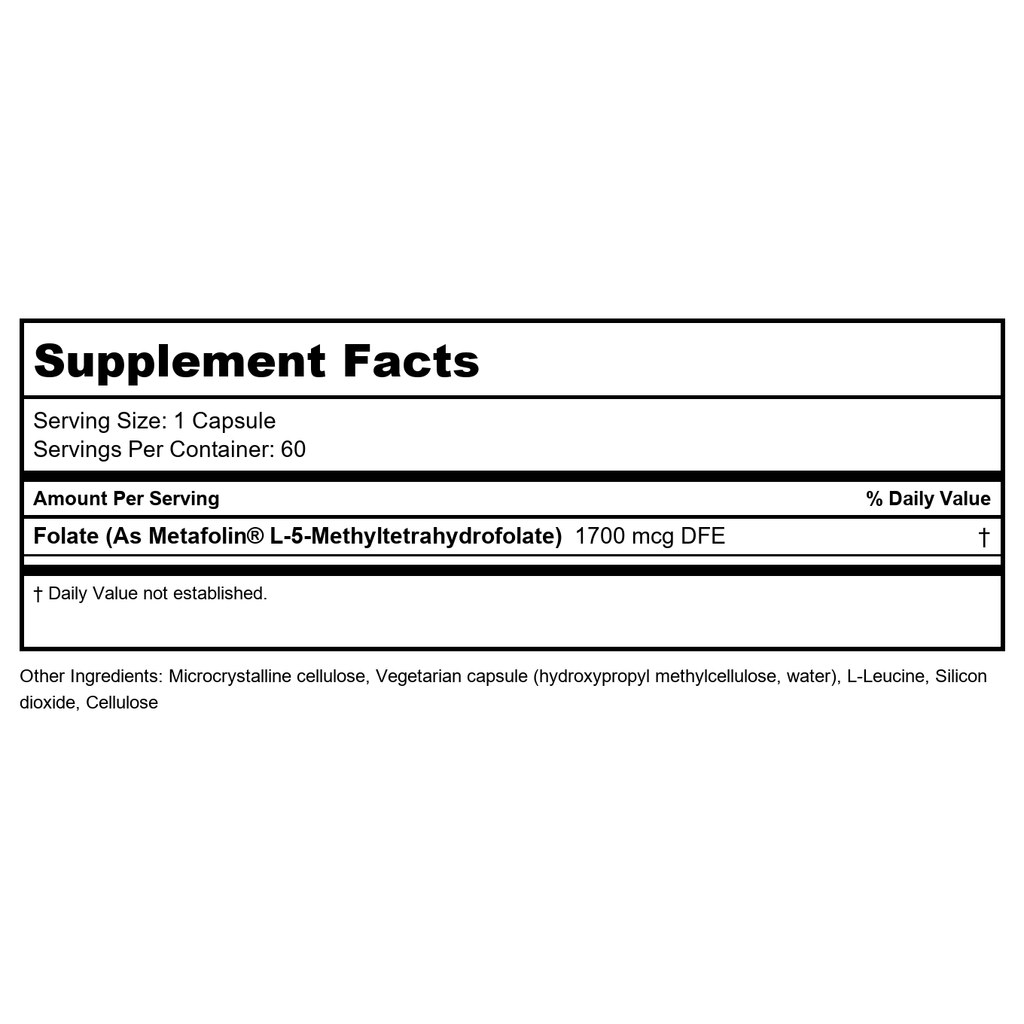 Klaire Labs L-MethylFolate 60 Capsules