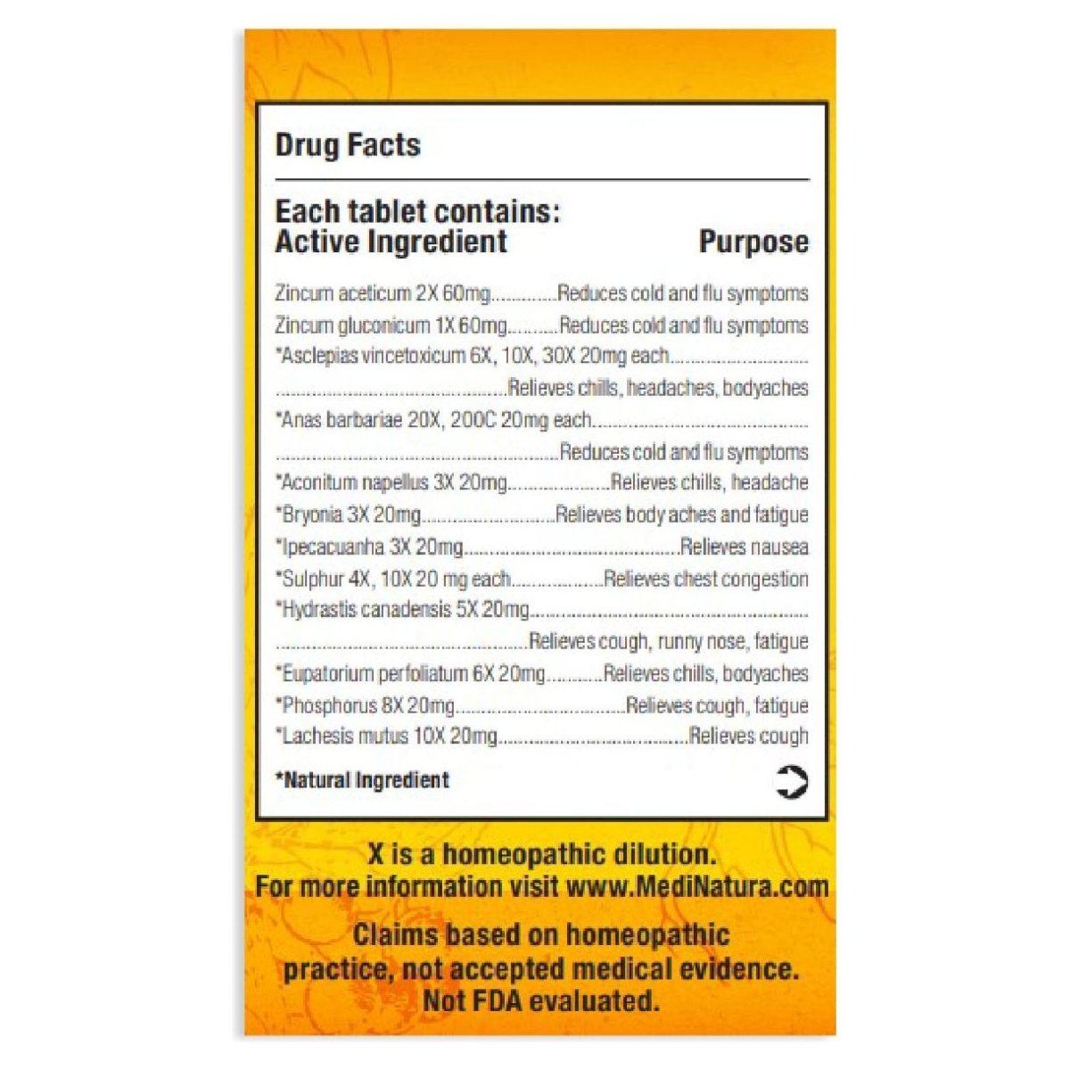 MediNatura Reboost Cold/Flu Lemon 60 Tablets