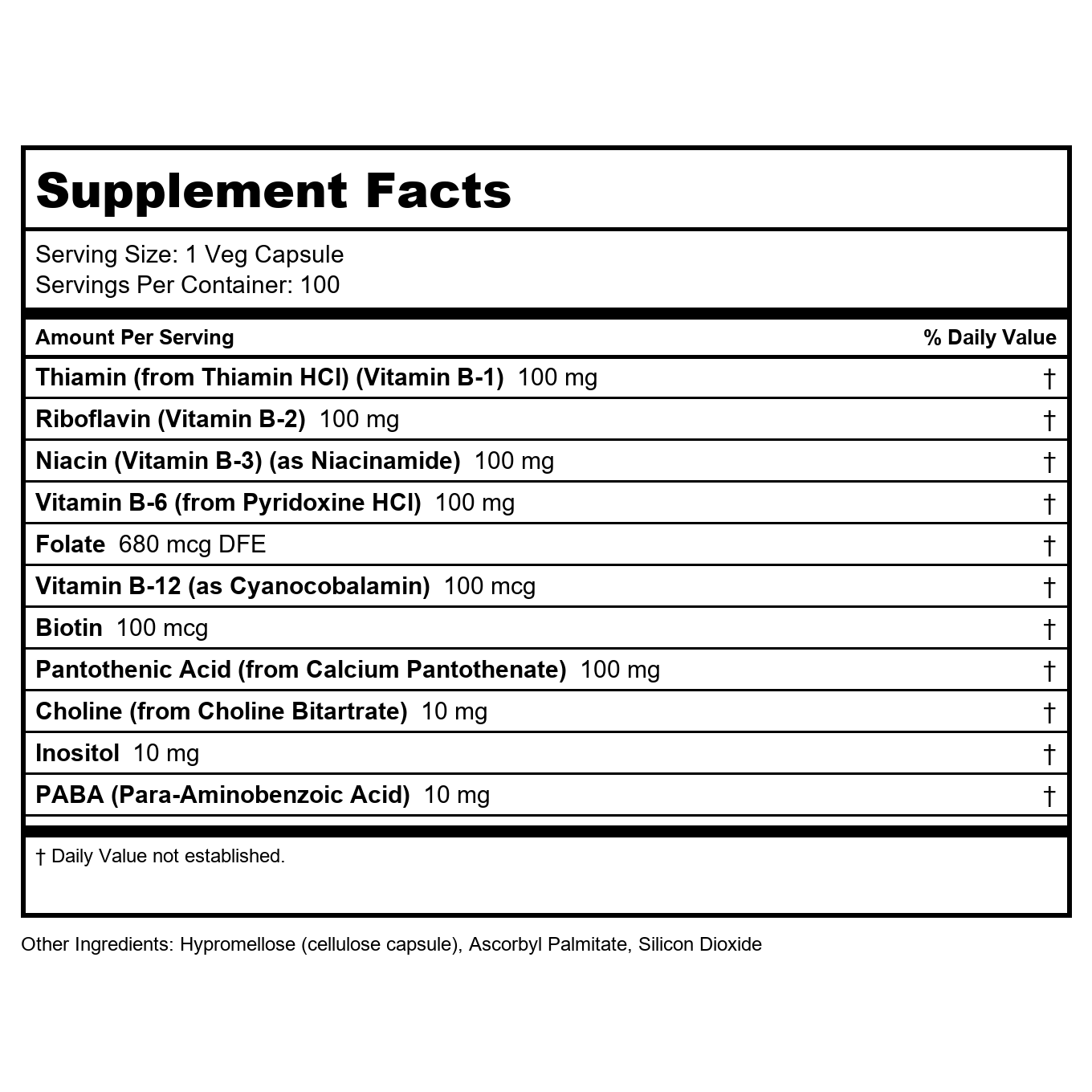 Now Foods Vitamin B-100 250 Vcaps - 0438