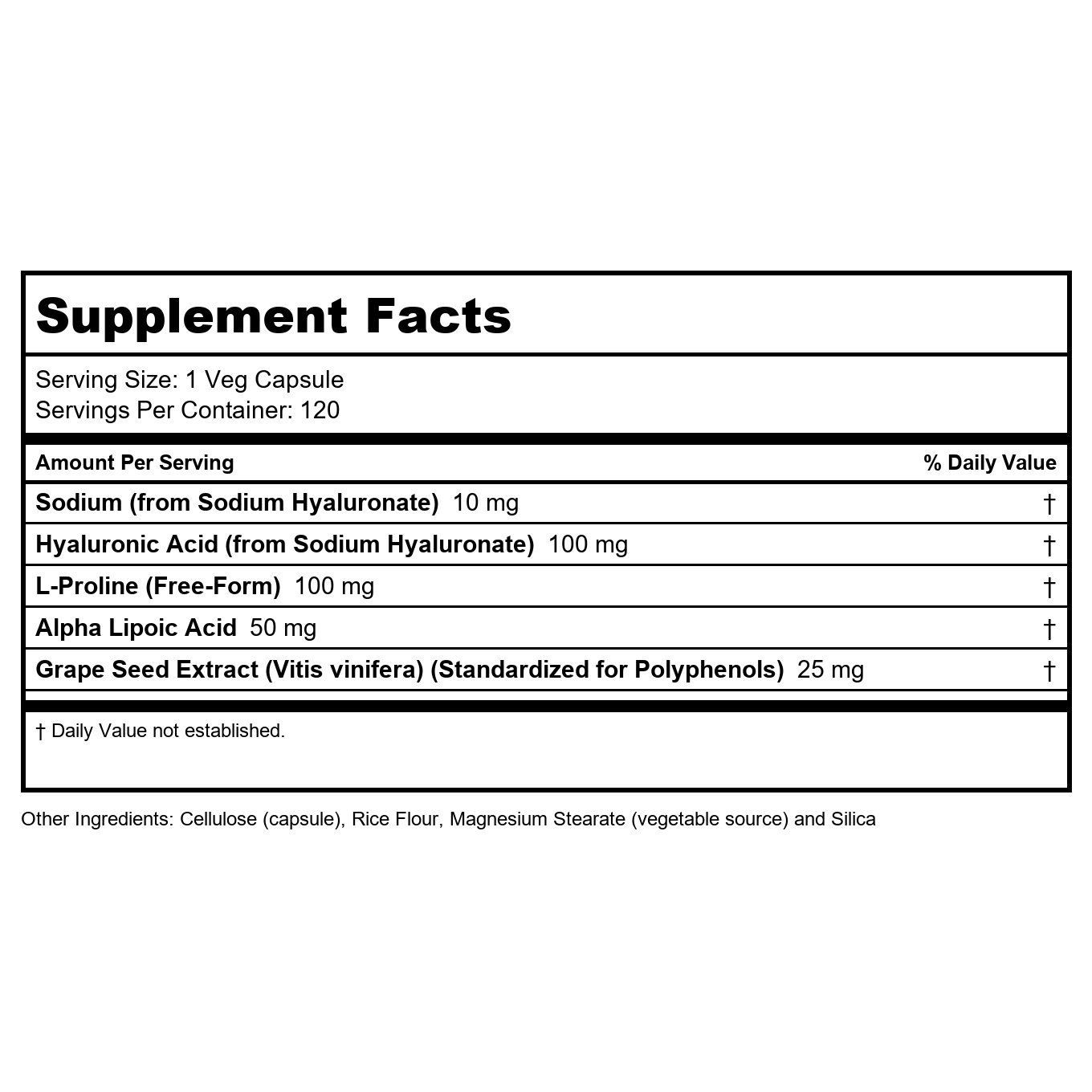 Now Foods Hyaluronic Acid Double Strength 100 mg 120 Vcaps - 3151