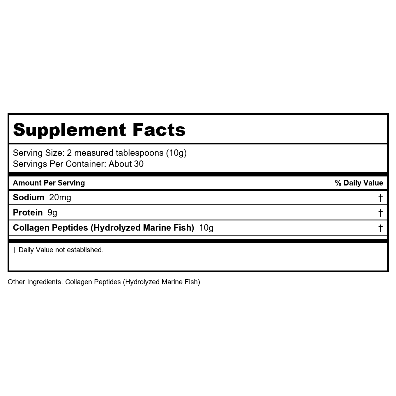 Vital Nutrients Marine Collagen Type I & III 300 Grams 30 Servings