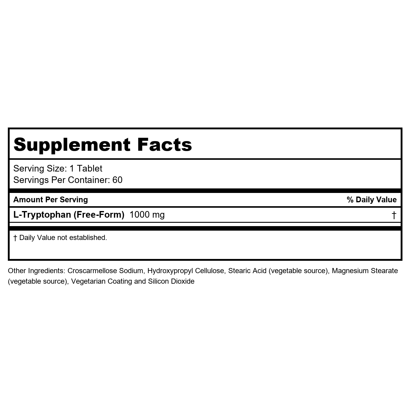 Now Foods L-Tryptophan Double Strength 1000 mg 60 Tablets - 0169