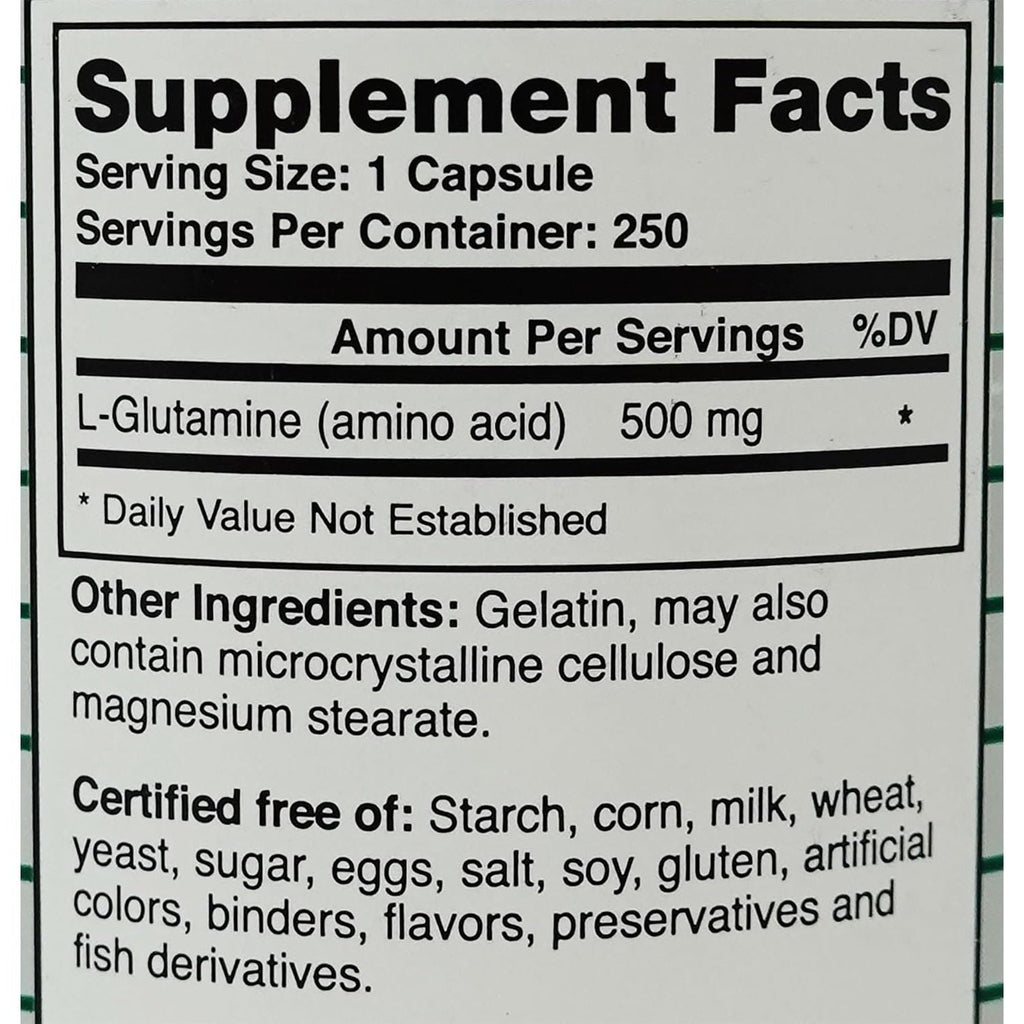 Montiff Pure L-Glutamine 500 mg 250 Capsules
