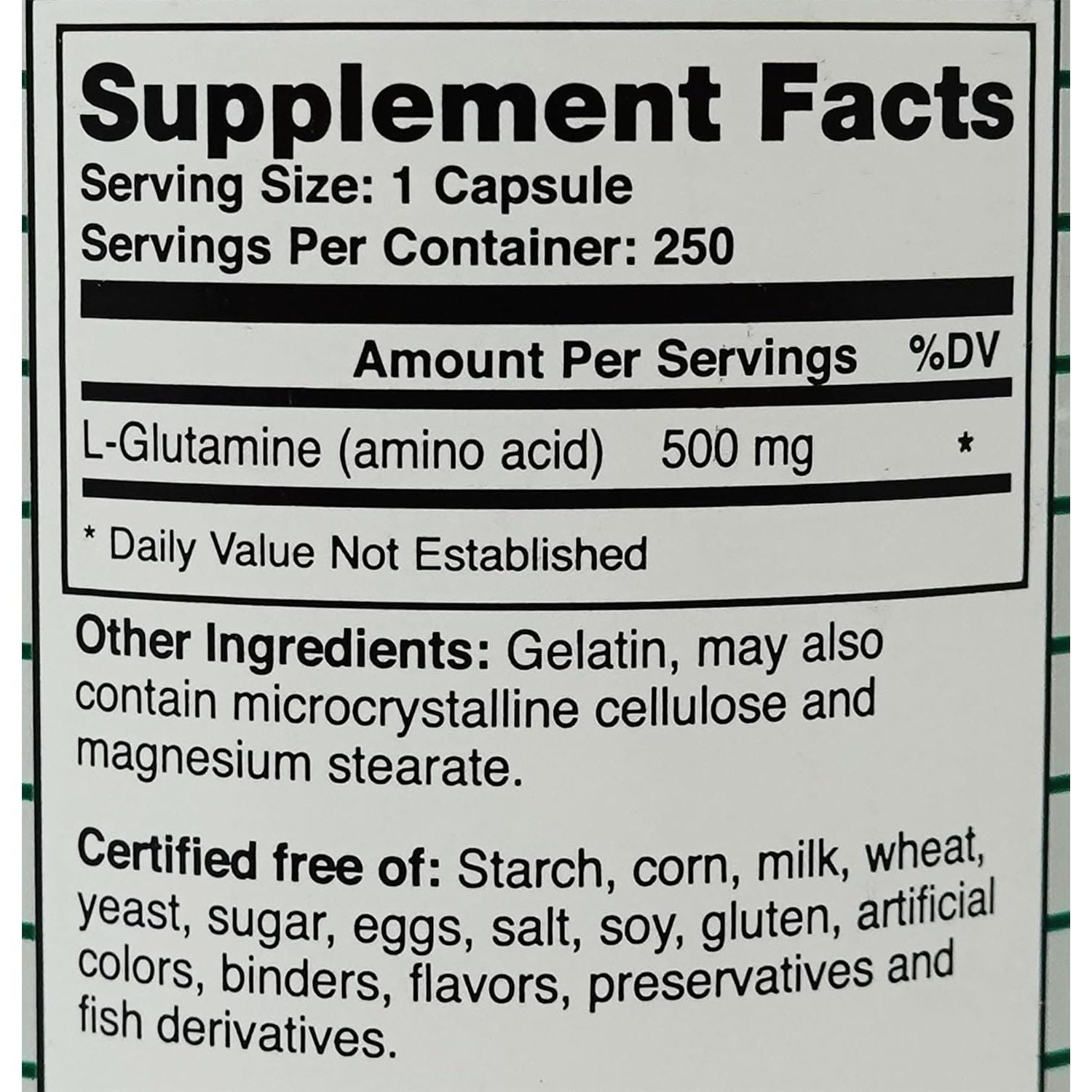 Montiff Pure L-Glutamine 500 mg 250 Capsules